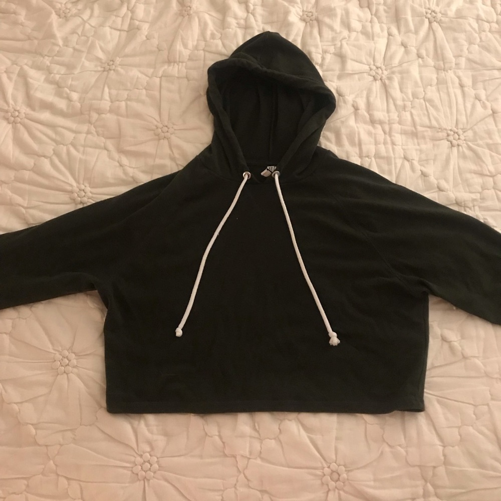 Olive green cropped hoodie